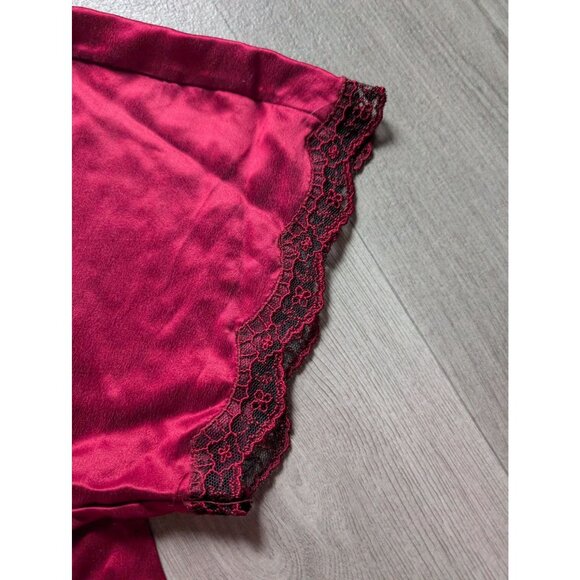 Victorias Secret Red 100% Silk Kimono Robe With Lace Trim Size S/M 100% Silk NWT - Picture 6 of 7
